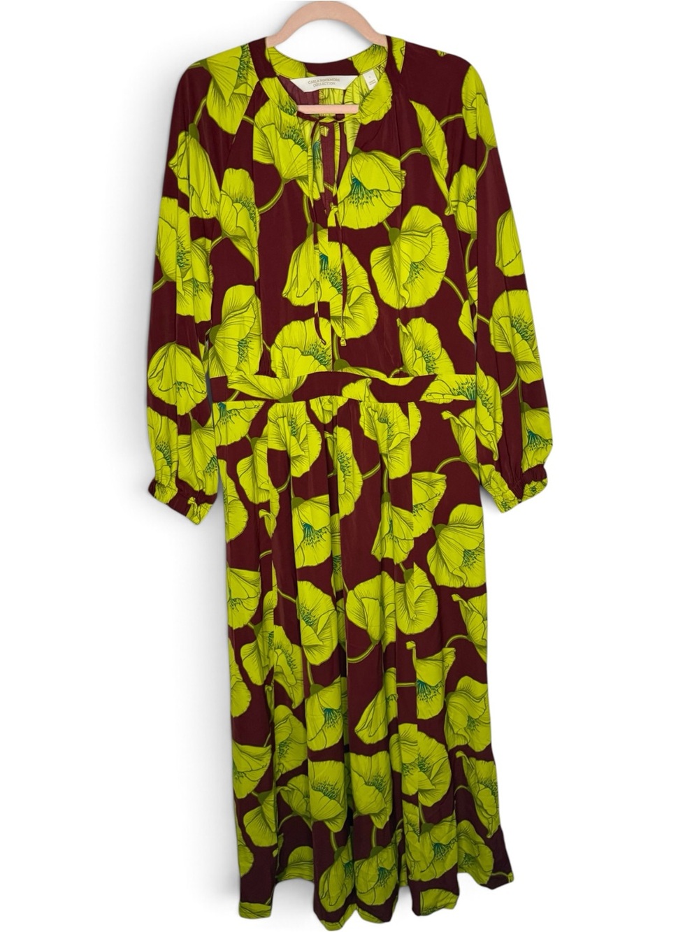 Carla Rockmore Collection Regular Printed Satin Maxi Dress Black Cherry Size L - Picture 4 of 14